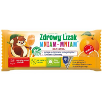 Lizak MNIAM-MNIAM o smaku pomarańczowym bez cukru ŁEZKA 1 sztuka