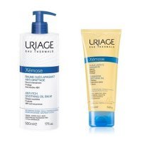 URIAGE XEMOSE Zestaw kojący olejek w kremie 500 ml + olejek do kąpieli 200 ml