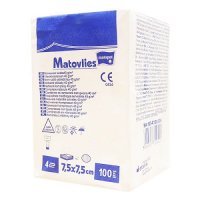 KOMPRESY Z WŁÓKNINY NIEJAŁOWE 4-warstwowe 7,5 cm x 7,5 cm 100 sztuk 40 g MATOVLIES