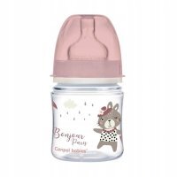 CANPOL BABIES Butelka szeroka antykolkowa PP EasyStart BONJOUR PARIS pink, 120ml
