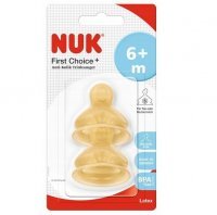 NUK FIRST CHOICE+ lateksowy smoczek na butelkę 6-18 miesięcy rozmiar M 2 sztuki (713.242)