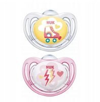 NUK FREESTYLE smoczek uspokajający silikonowy 6-18 miesięcy 2 sztuki GIRL (736.208B)