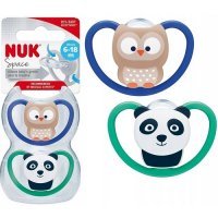 NUK SPACE silikonowy smoczek uspokajający 6-18 miesięcy SOWA / PANDA 2 sztuki (736.366A)