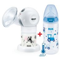NUK Zestaw Laktator elektryczny LUNA + butelka ze wskaźnikiem temperatury 300 ml (252.096B)