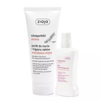 ZIAJA MINTPERFEKT AROMA Perlit do mycia zębów EUKALIPTUS MIĘTA 100 ml + płyn do płukania 40 ml