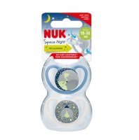 NUK SPACE NIGHT silikonowy smoczek uspokajający 18-36 miesięcy dla chłopca 2 sztuki (739.658A)