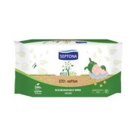 SEPTONA ECOLIFE Chusteczki nawilżane bawełniane biodegradowalne 100% 60 sztuk