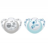 NUK GENIUS COLOR silikonowy smoczek uspokajający 0-6 miesięcy 2 sztuki w pudełku Boy (730.047A)