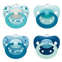 NUK SIGNATURE silikonowy smoczek uspokajający 0-6 miesięcy 2 sztuki w pudełku Boy (730.638B)