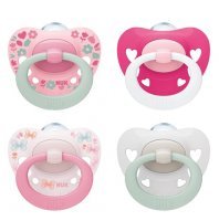 NUK SIGNATURE silikonowy smoczek uspokajający 18-36 miesięcy 2 sztuki w pudełku Girl (739.696A)