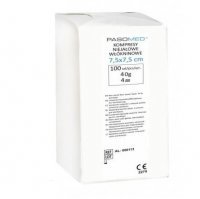 PASOMED Kompresy włókninowe niejałowe 30G 4 warstwowe 7,5cm x 7,5cm 100 sztuk