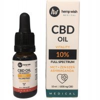 HEMPWISH MEDICAL VITALITY Olej konopny CBD 10% + Żeń szeń 10 ml