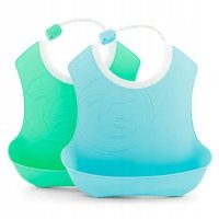 Twistshake Śliniak z kieszonką niebieski i zielony, 2 szt.