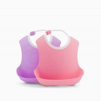 TWISTSHAKE Śliniak z kieszonką powyżej 4 miesięcy Różowy i Fioletowy 2 sztuki