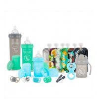 TWISTSHAKE Zestaw Startowy Nr 1: butelki i akcesoria Zielony, Niebieski, Szary