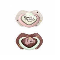 CANPOL Smoczek silikonowy symetryczny SLEEPY KOALA 0-6 miesięcy 2 sztuki 22/658 pink