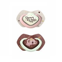 CANPOL Smoczek silikonowy symetryczny SLEEPY KOALA 6-18 miesięcy 2 sztuki 22/659 pink