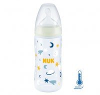 NUK FIRST CHOICE+ NIGHT KSIĘŻYC butelka ze wskaźnikiem temperatury 6-18 miesiący 300 ml (741.142B)