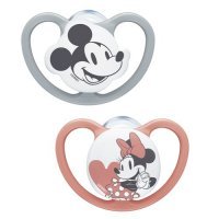 NUK SPACE MYSZKA MIKI silikonowy smoczek uspokajający 0-6 miesiąca 2 sztuki MINNIE (175.281B)