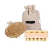 HHUUMM No.3 Szczotka do masażu ciała na sucho miękka + Szczoteczka do rąk i paznokci z tampico