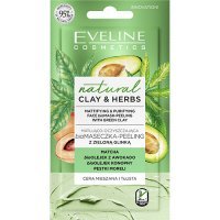 EVELINE COSMETICS NATURAL CLAY & HERBS Matująco - oczyszczająca maseczka z zieloną glinką 8 ml