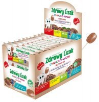 Lizak MNIAM-MNIAM CHOCCO-WOW z witaminami C i D o smaku kakaowym DISPLAY 40 sztuk