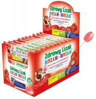 Lizak MNIAM-MNIAM Na Odporność bez cukru o smaku truskawkowym ŁEZKA DISPLAY 40 sztuk