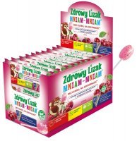 Lizak MNIAM-MNIAM Na Odporność bez cukru o smaku wiśniowym ŁEZKA DISPLAY 40 sztuk