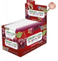 Lizak MNIAM-MNIAM o smaku mussssująca wiśnia DISPLAY 40 sztuk