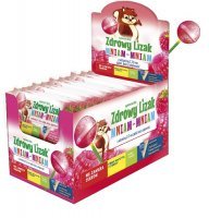 Lizak MNIAM-MNIAM z witaminą C i D o smaku malinowym DISPLAY 40 sztuk