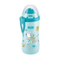 NUK FLEXI CUP Zebra Kubek niekapek z silikonową słomką zmieniający kolor 12m+, 300 ml