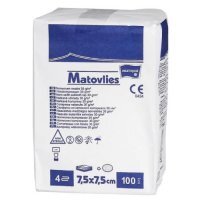 KOMPRESY Z WŁÓKNINY NIEJAŁOWE 4-warstwowe 7,5 cm x 7,5 cm 100 sztuk 30 g MATOVLIES