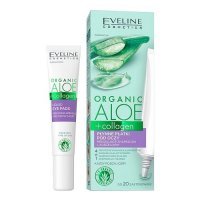 EVELINE COSMETICS ORGANIC ALOE + COLLAGEN Płynne płatki pod oczy redukujące zmarszczki i kurze łapki