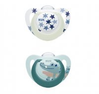 NUK STAR DAY & NIGHT Silikonowy smoczek uspokajający 18-36 miesiący dla chłopca 2 sztuki(739.744A)
