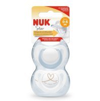 NUK STAR Silikonowy smoczek uspokajający 0-6 miesiąca dla chłopca 2 sztuki (730.713A)
