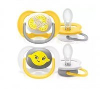 AVENT ORTHO Smoczek uspokajający ULTRA AIR COLL  6 - 18 miesiąca 080/18 LEMON 2 sztuki