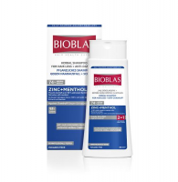 BIOBLAS Szampon ziołowy z odżywką na wypadające włosy przeciwłupiezowy cynk mentol 360 ml