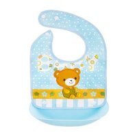 BOCIOLAND Śliniak ceratowy z odpinaną kieszonką Miś