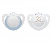 NUK STAR DAY & NIGHT Silikonowy smoczek uspokajający 0-2 miesiąca dla chłopca 2 sztuki (730.690A)
