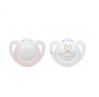 NUK STAR DAY & NIGHT Silikonowy smoczek uspokajający 0-2 miesiąca dla dziewczynki 2 sztuki(730.690B)