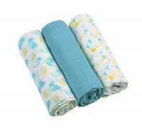 BABYONO Pieluszki muślinowe super miękkie niebieskie 3 sztuki (348/03)