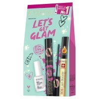 EVELINE COSMETICS LET'S GET GLAM ZESTAW Tusz do rzęs + odżywka do paznokci + odrzywka do rzęs