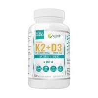 Wish Pharmaceutical Witamina K2 MK-7 100mcg + D3 2000IU 50mcg w oleju MCT, 120 kaps.