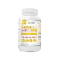 Wish Pharmaceutical Omega-3 1000 mg EPA 330 + DHA 220 + Witamina E, 90 kaps.