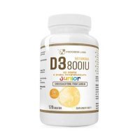 Progress Labs Junior Witamina D3 800IU tabletki do ssania o smaku pomarańczowym, 120 tabl.