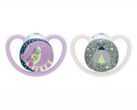NUK SPACE NIGHT silikonowy smoczek uspokajający 6-18 miesięcy 2 sztuki (736.619) GIRL