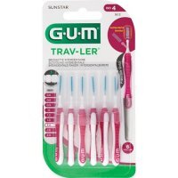 SUNSTAR GUM Trav-Ler Szczoteczka do przestrzeni międzyzębowych 1,4 mm 6 sztuk (różowe 1612)