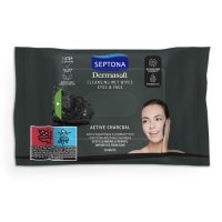 SEPTONA DERMASOFT Chusteczki nawilżane z aktywnym węglem do twarzy i oczu 20 sztuk