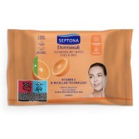 SEPTONA DERMASOFT Chusteczki nawilżane z wit. C i technologią micelarną do twarzy i oczu 20 sztuk