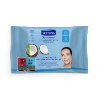 SEPTONA DERMASOFT Chusteczki nawilżane z wodą kokosową do twarzy i oczu 20 sztuk